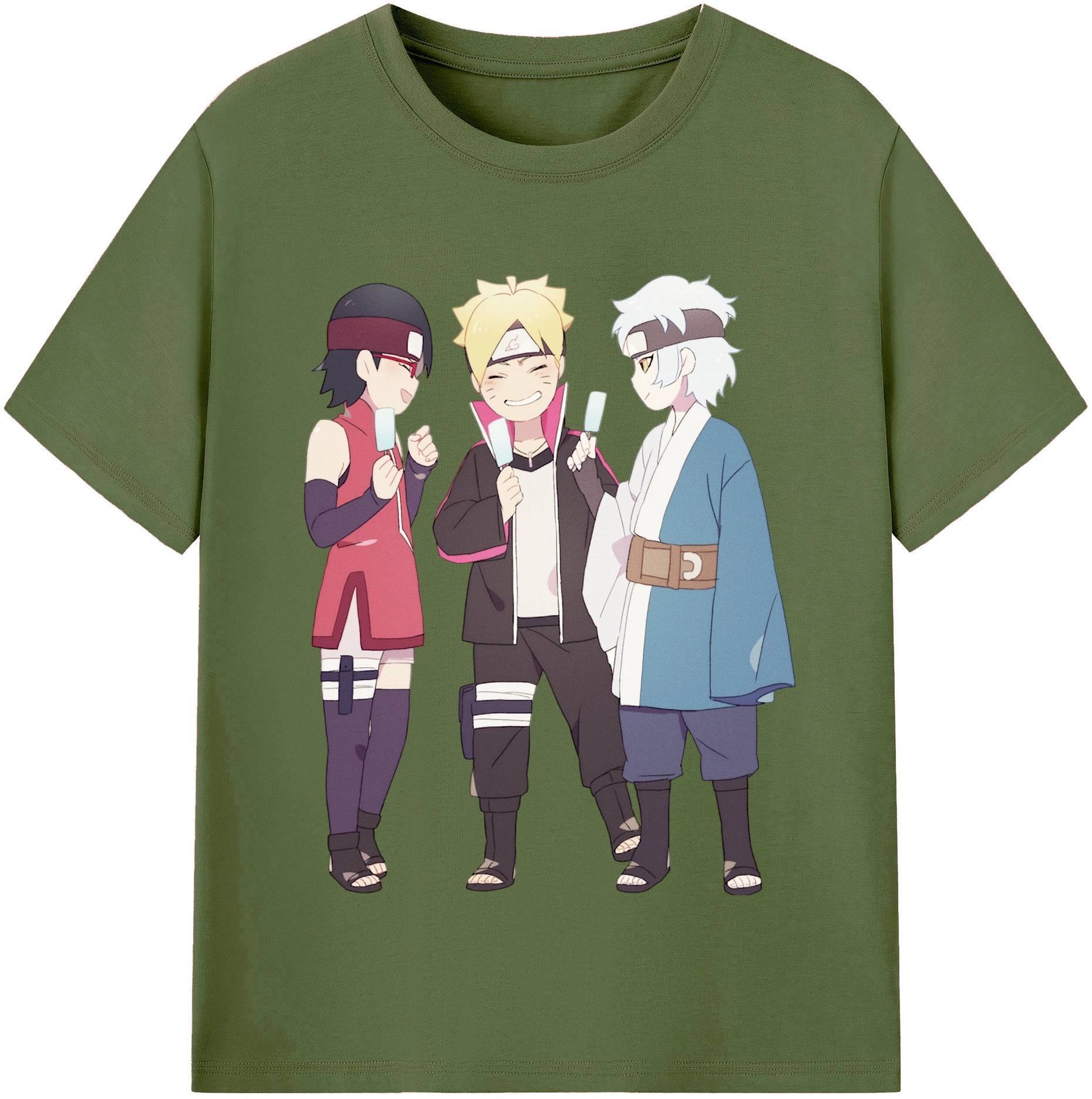 （画像用） NARUTO -ナルト- うちは サラダ Uchiha Sarada 綿100％半袖Tシャツ（フロントプリント）
